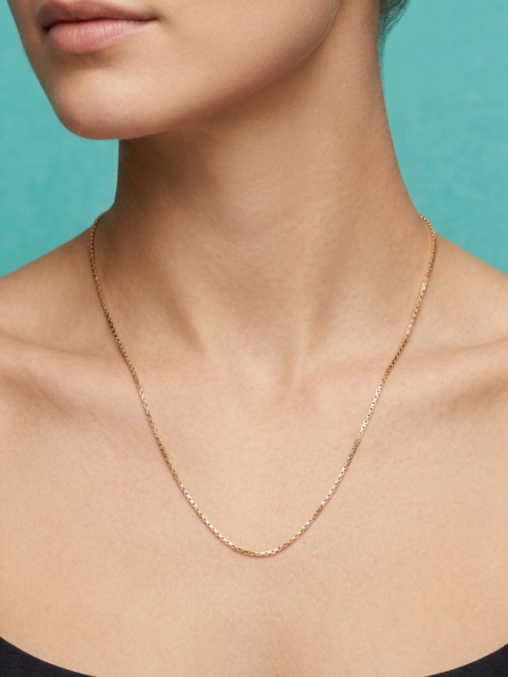 Delicate Box 14kt Gold Chain Necklace - Minimal Women's Jewelry